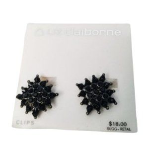 Liz Claiborne NWT Black Clip-On Earrings